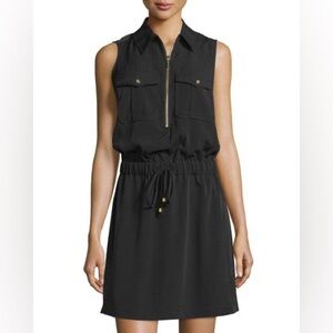 Michael Kors Sleeveless Black Dress with Gold Accents